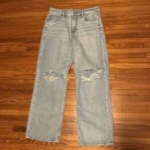 American Eagle Strigid Classic Blue Distressed Women's Stovepipe Jeans